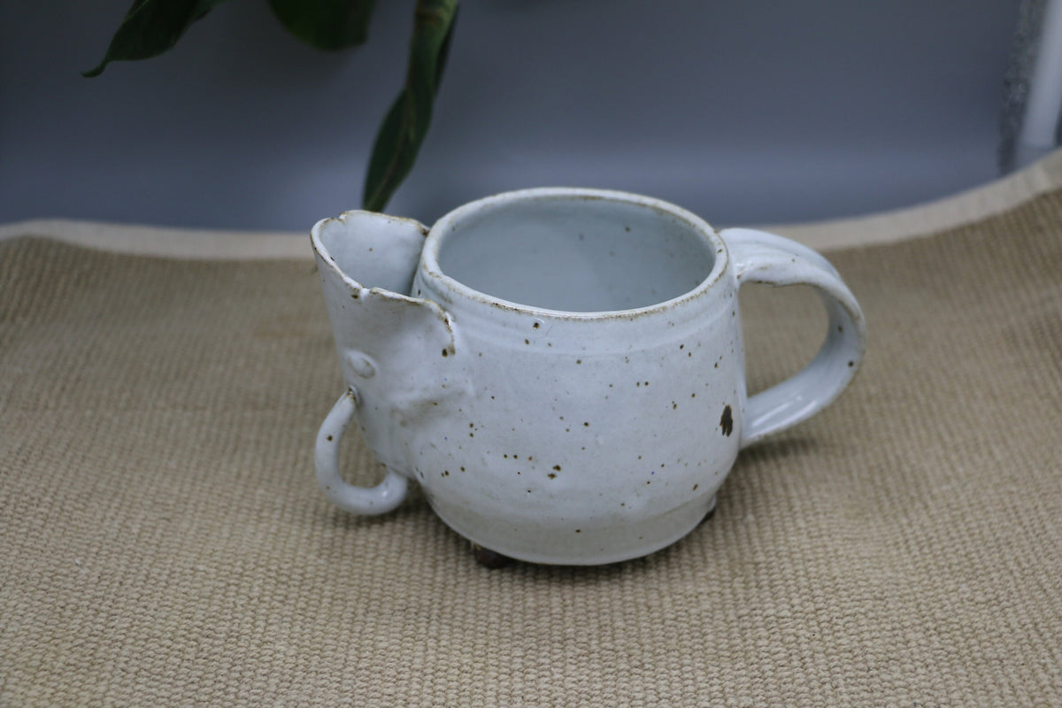 Handmade Ceramic Elephant Mug: Speckled Stoneware Pottery, 16 oz