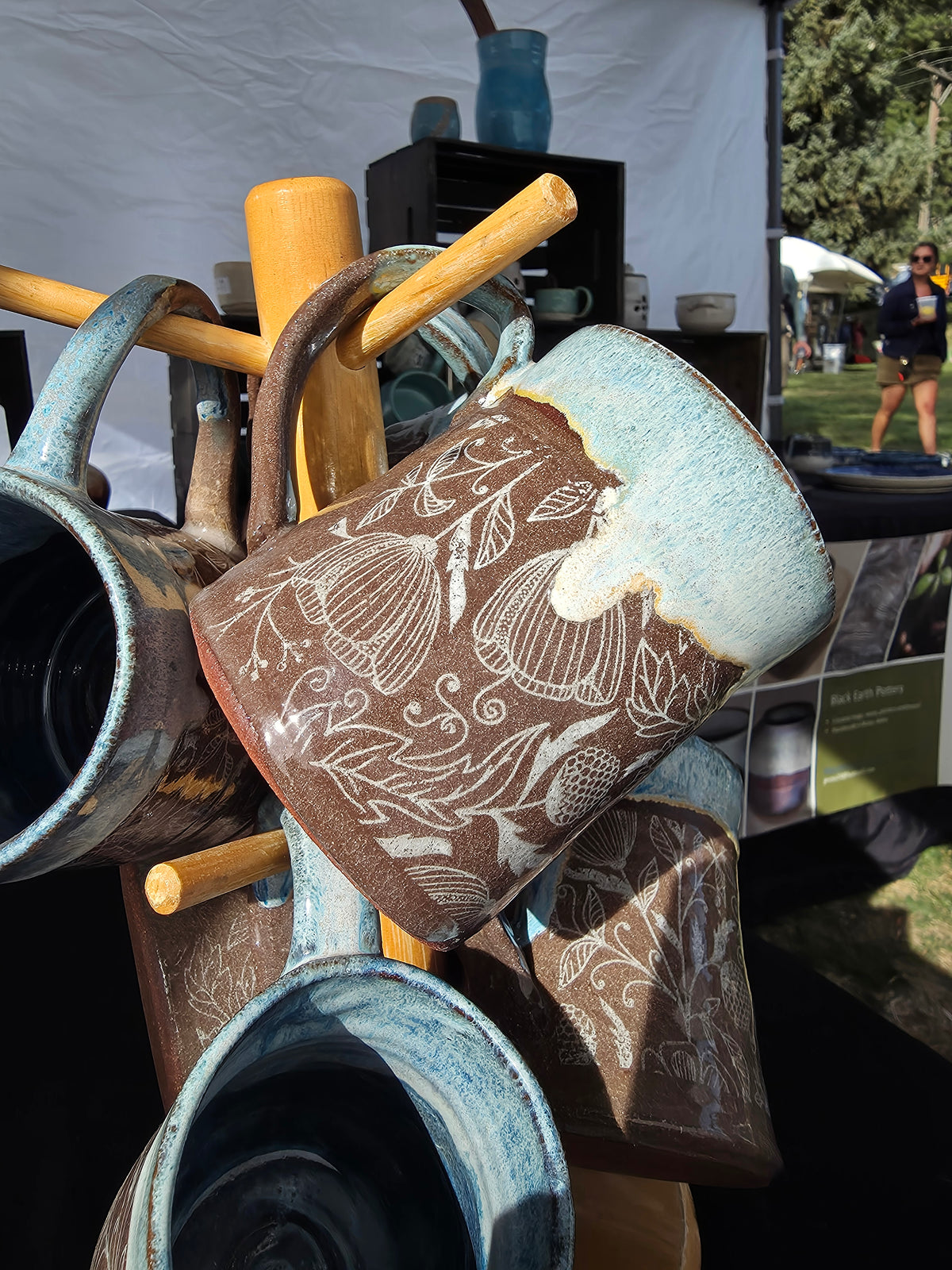 Handmade Pottery Mug with Rustic Blue Glaze