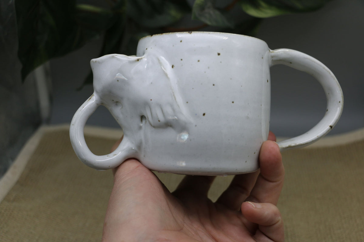 Handmade Ceramic Elephant Mug: Speckled Stoneware Pottery, 16 oz