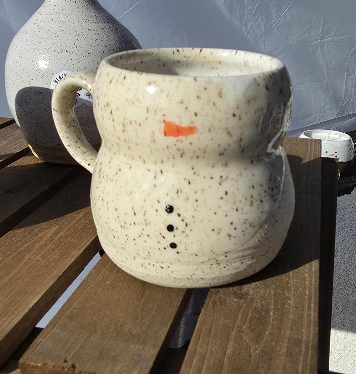 Snowman Pottery Mug: Large 16 oz mug