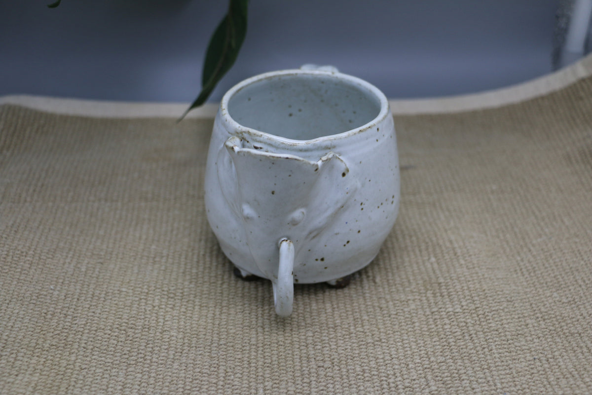 Handmade Ceramic Elephant Mug: Speckled Stoneware Pottery, 16 oz
