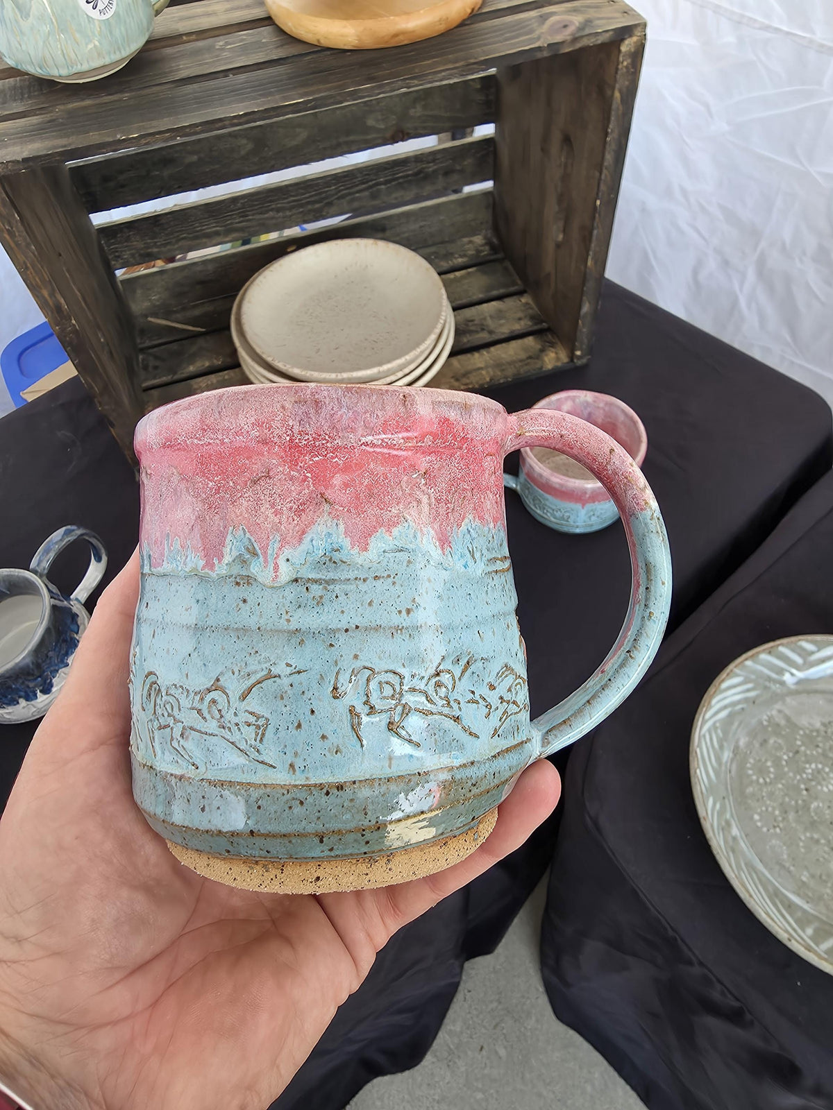 Pottery Mugs with Horse design