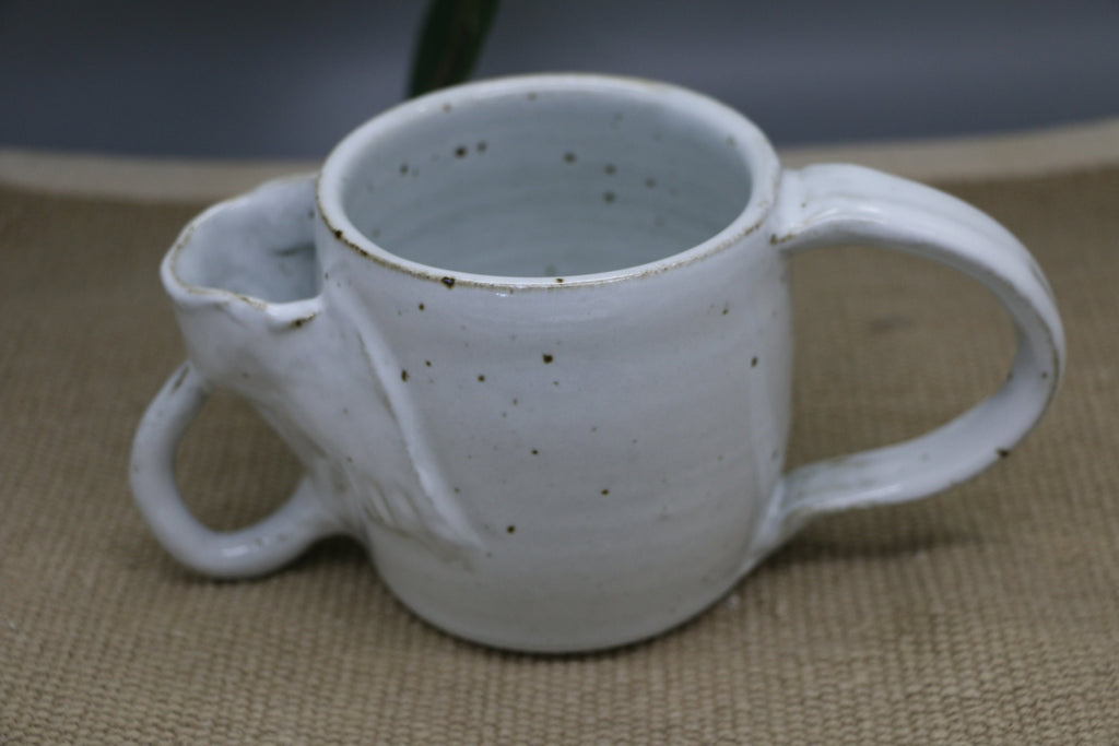 Handmade Ceramic Elephant Mug: Speckled Stoneware Pottery, 16 oz
