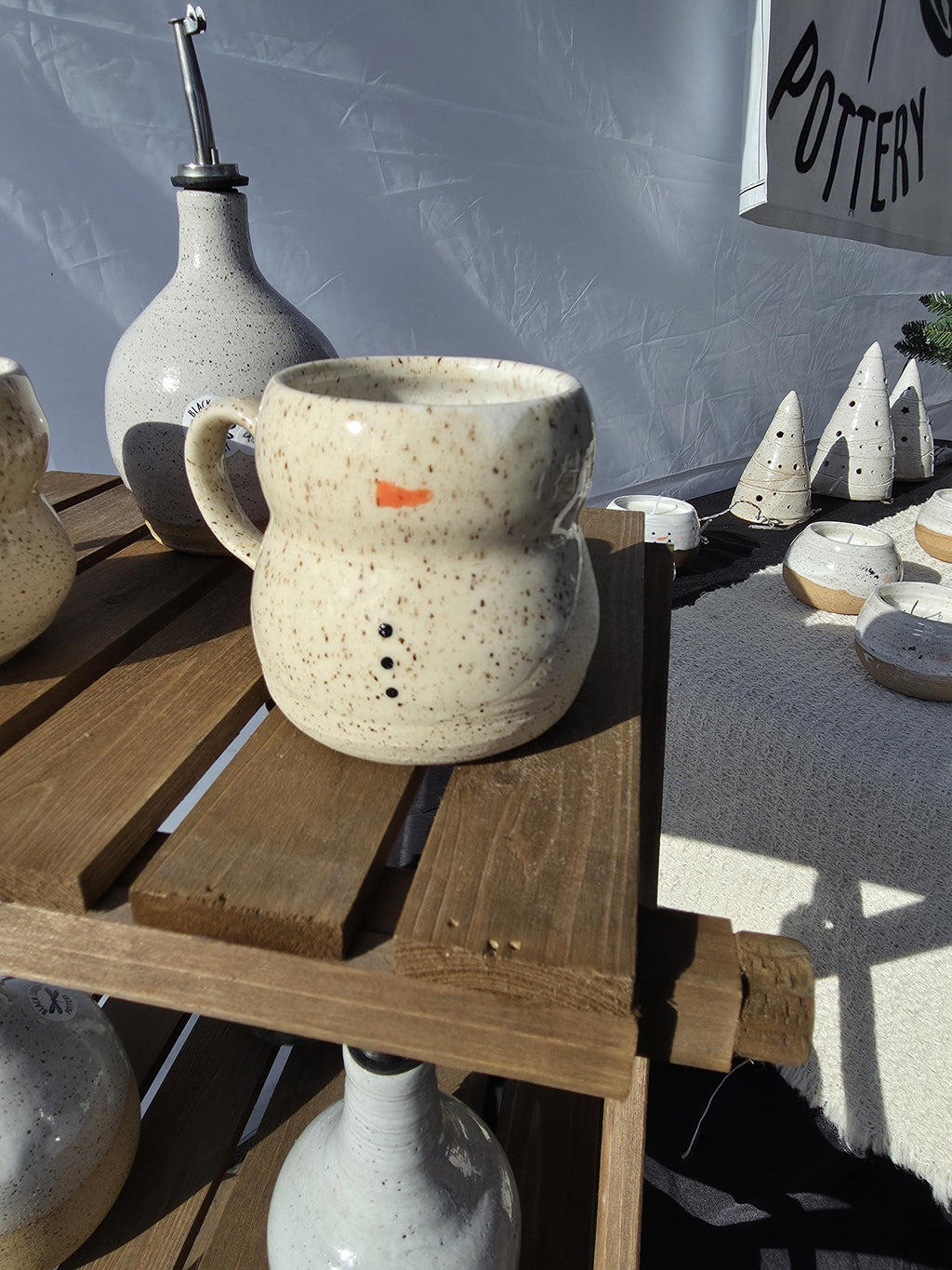 Snowman Pottery Mug: Large 16 oz mug