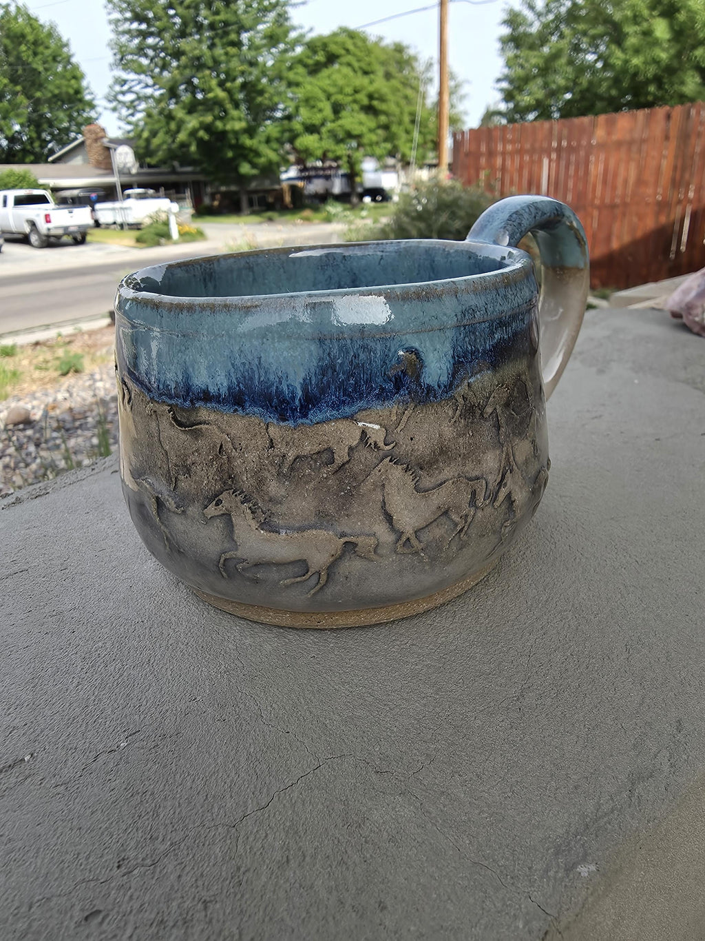 Pottery Mugs with Horse design