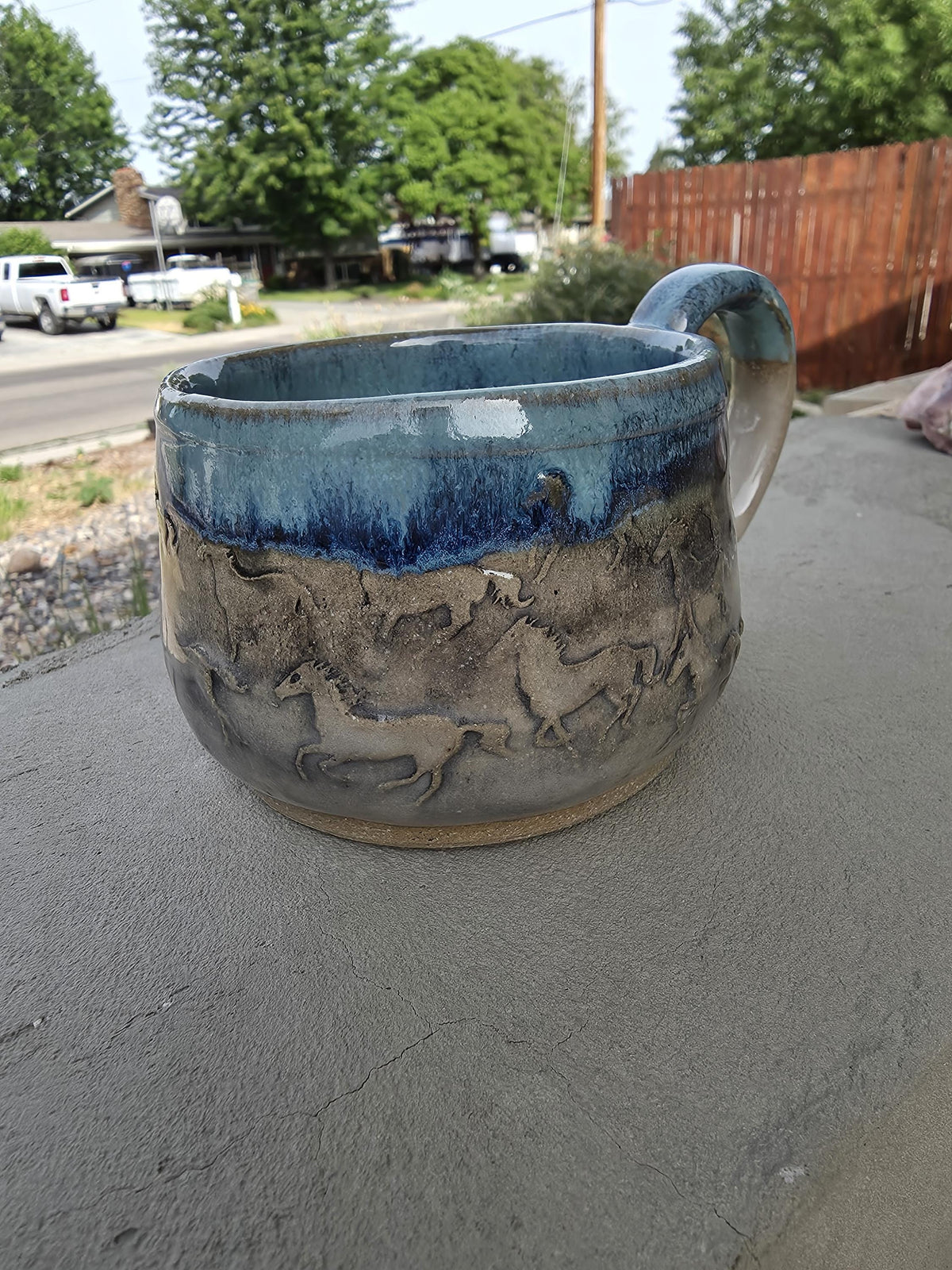 Pottery Mugs with Horse design