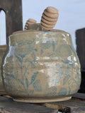 Handmade Ceramic Honey Pot with Wooden Dipper - 12 oz