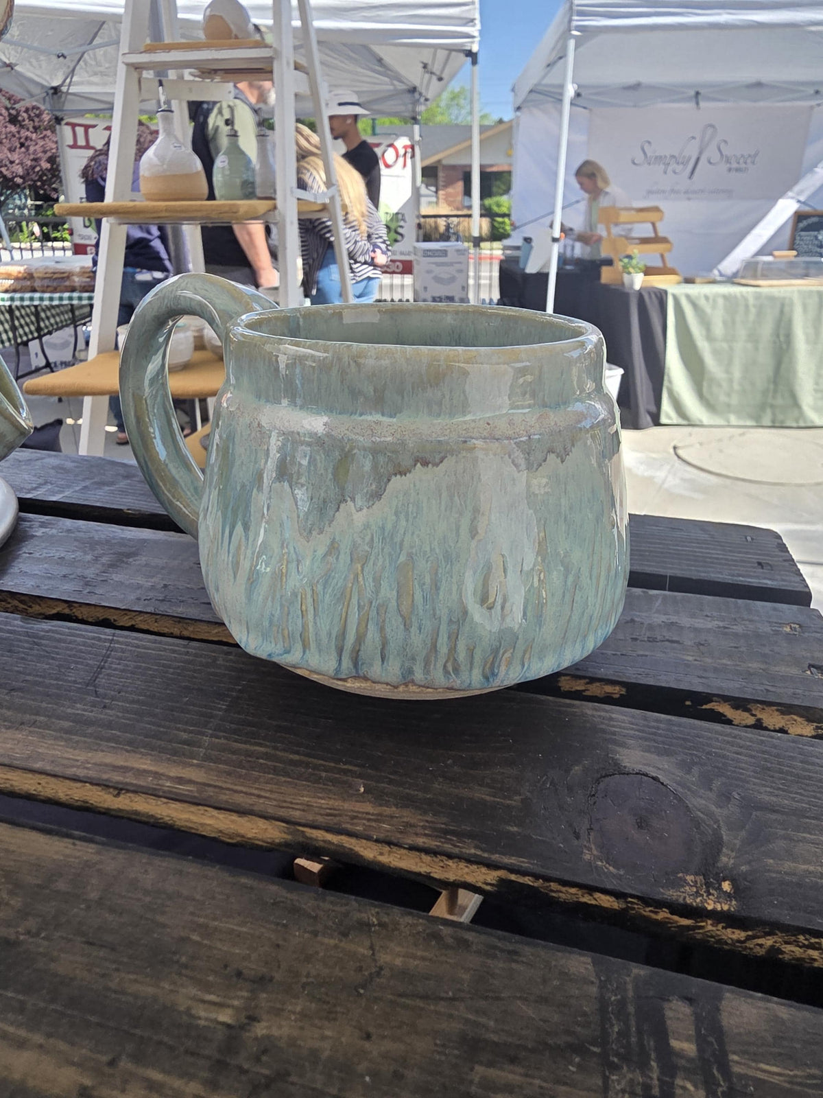 Pottery Mugs in multi colored glaze