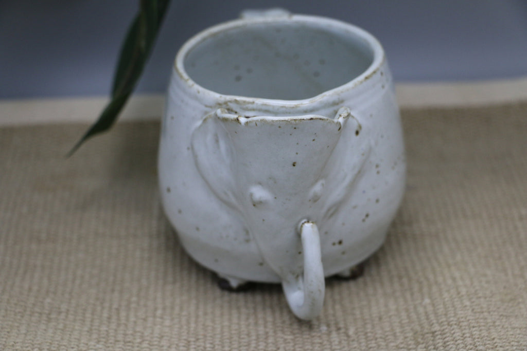 Handmade Ceramic Elephant Mug: Speckled Stoneware Pottery, 16 oz