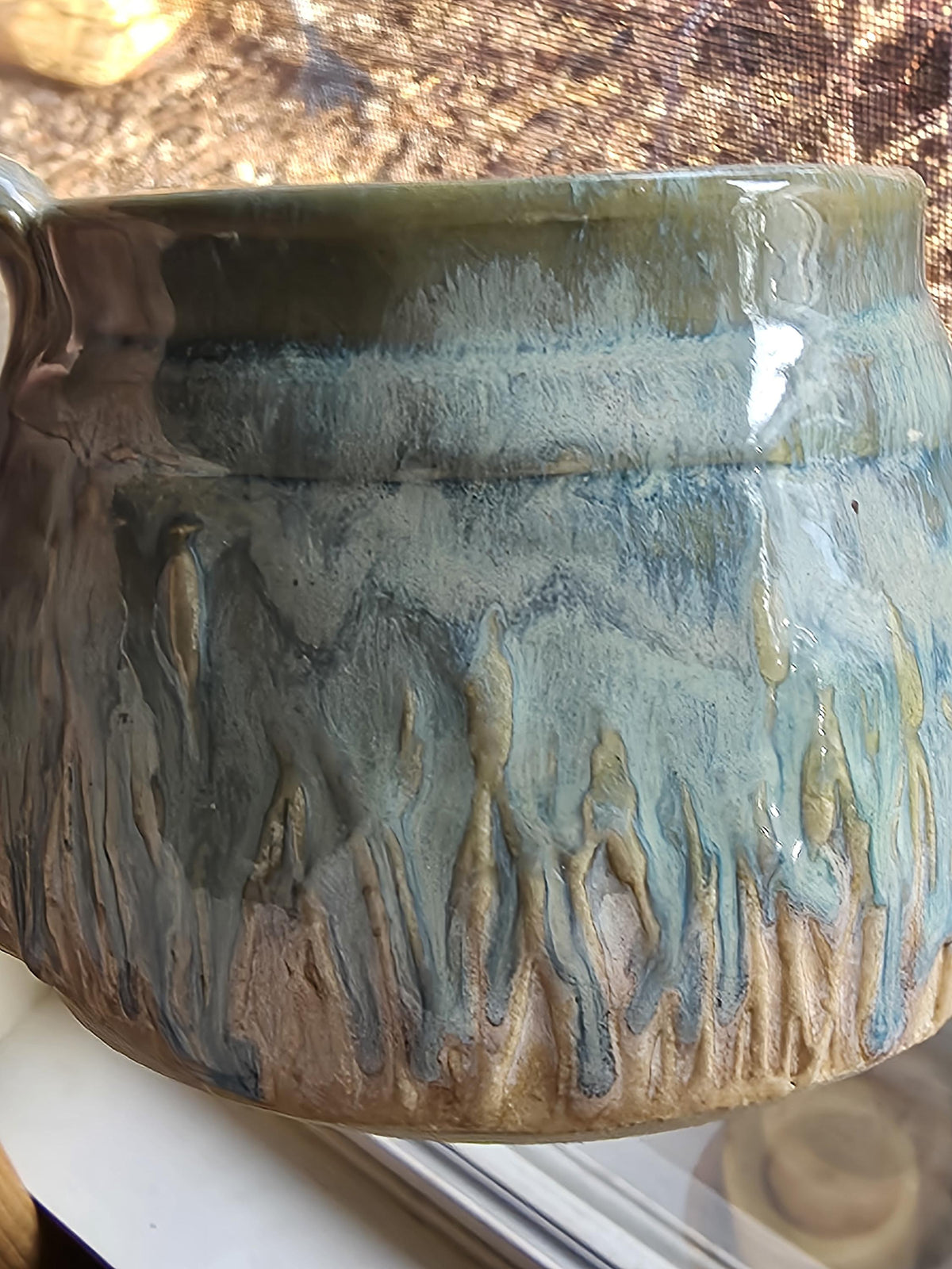 Pottery Mugs in multi colored glaze