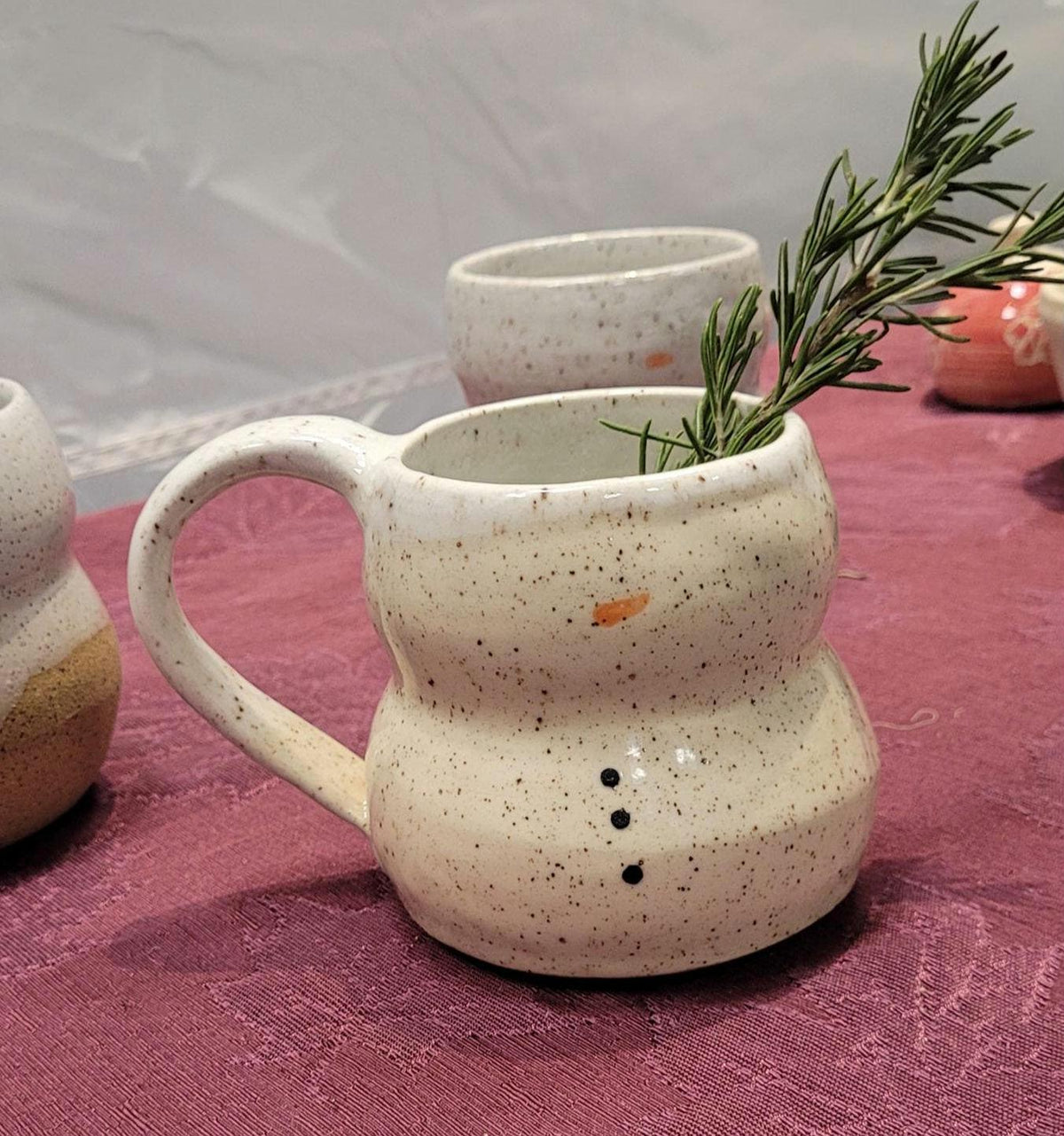 Snowman Pottery Mug: Large 16 oz mug