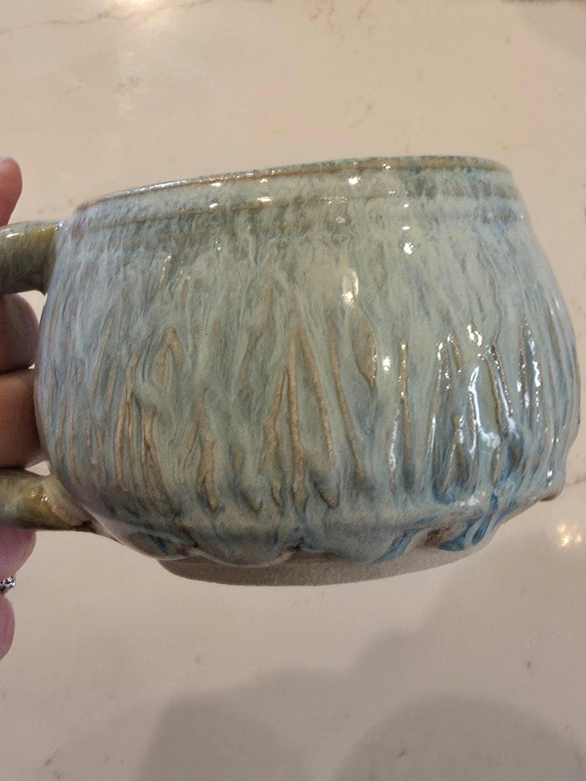 Pottery Mugs in multi colored glaze