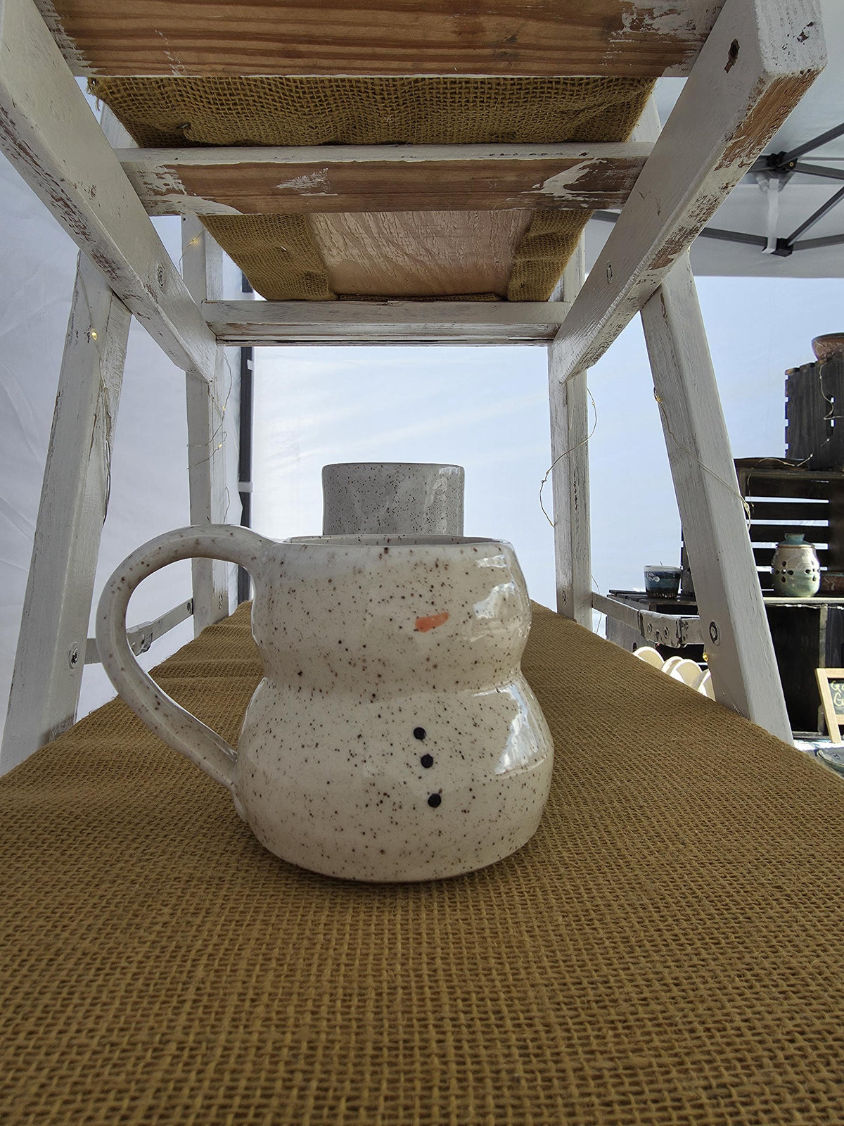 Snowman Pottery Mug: Large 16 oz mug