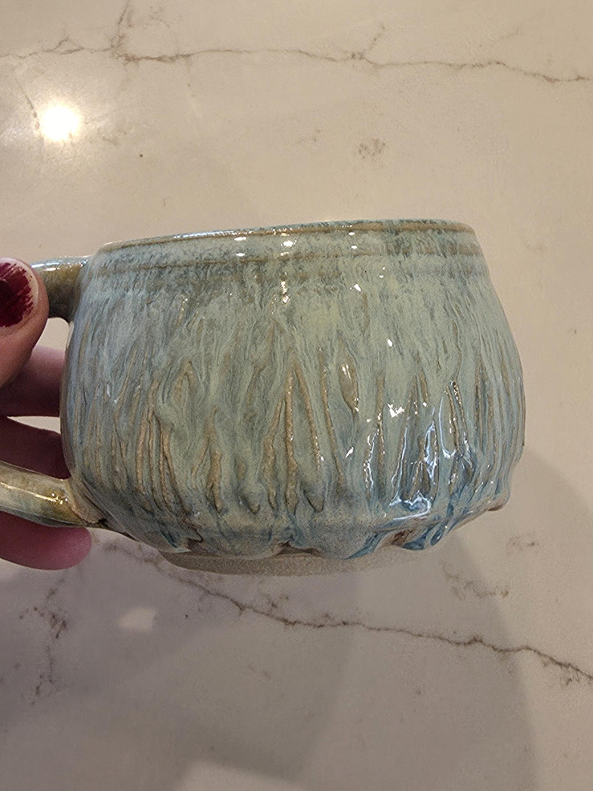 Pottery Mugs in multi colored glaze