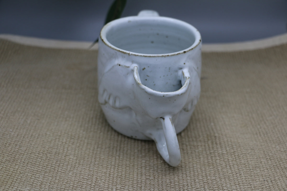 Handmade Ceramic Elephant Mug: Speckled Stoneware Pottery, 16 oz