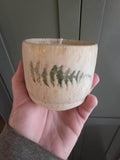 Handmade Pottery Candles with Leaf Design