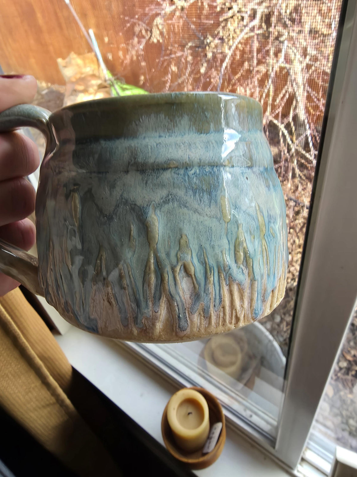 Pottery Mugs in multi colored glaze