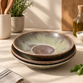 Set of 3 stoneware bowls in sea form glaze