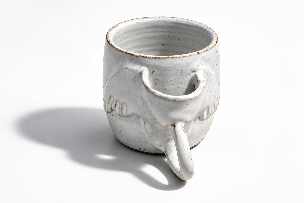 Handmade Ceramic Elephant Mug: Speckled Stoneware Pottery, 16 oz