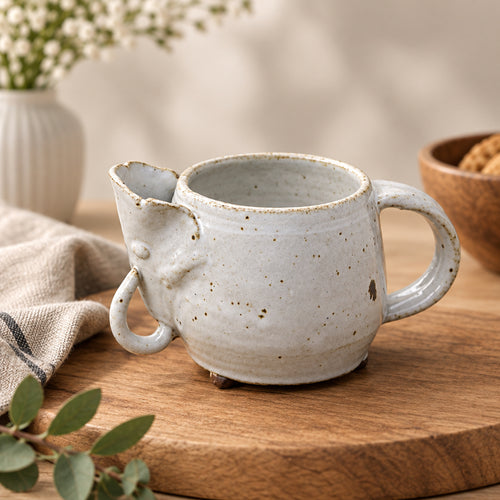 Handmade Ceramic Elephant Mug: Speckled Stoneware Pottery, 16 oz