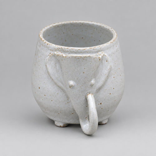 Handmade Ceramic Elephant Mug: Speckled Stoneware Pottery, 16 oz