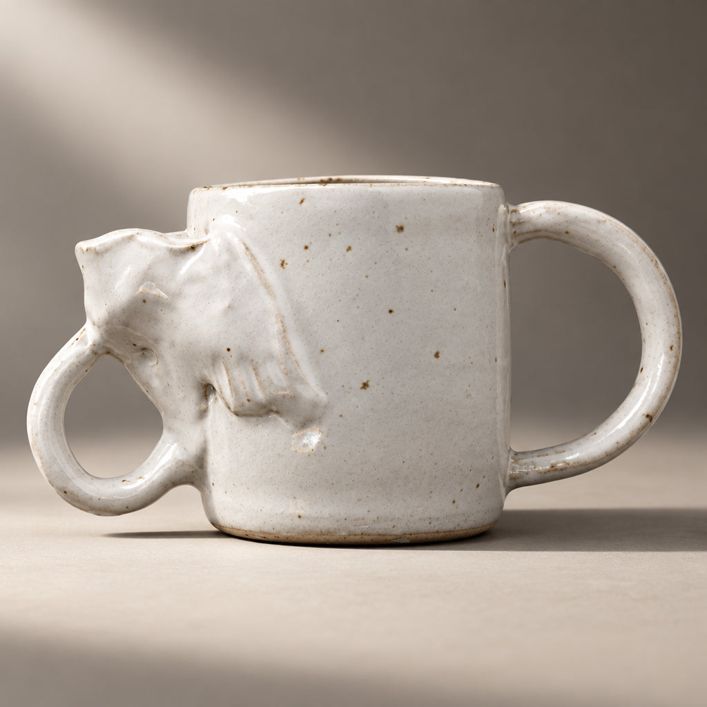 Handmade Ceramic Elephant Mug: Speckled Stoneware Pottery, 16 oz