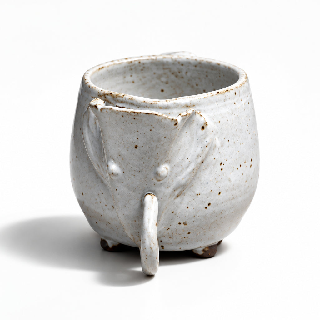 Handmade Ceramic Elephant Mug: Speckled Stoneware Pottery, 16 oz