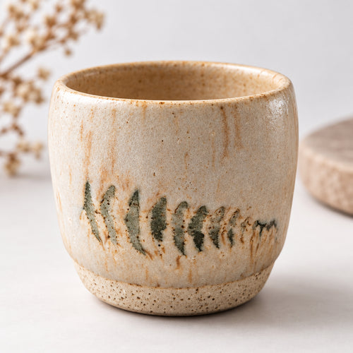 Handmade Pottery Candles with Leaf Design