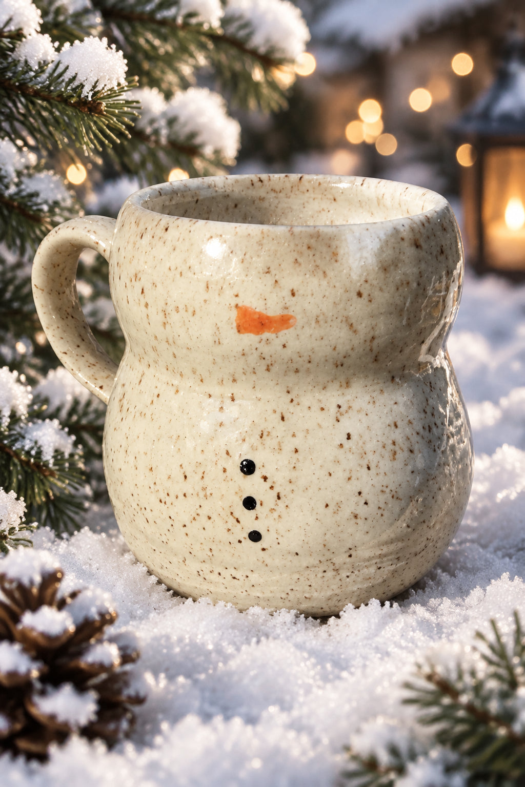 Snowman Pottery Mug: Large 16 oz mug