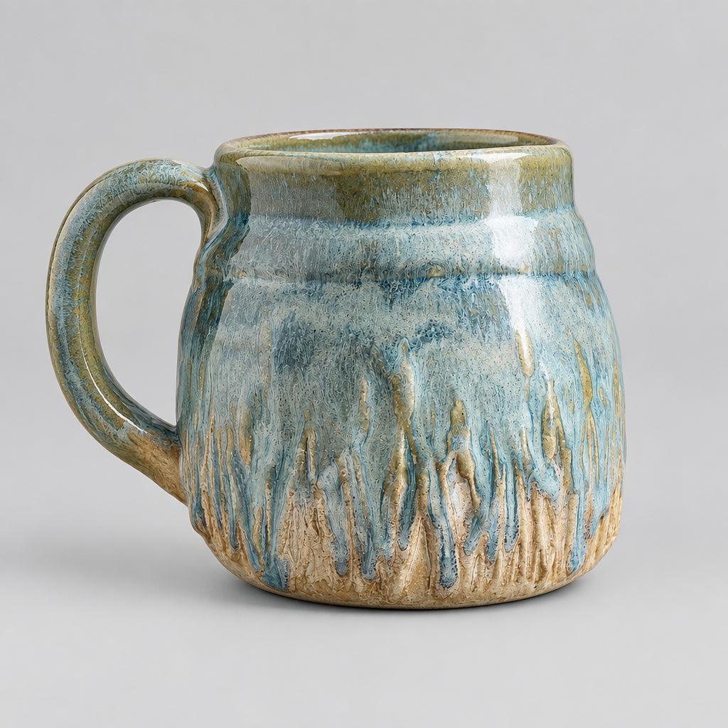 Pottery Mugs in multi colored glaze