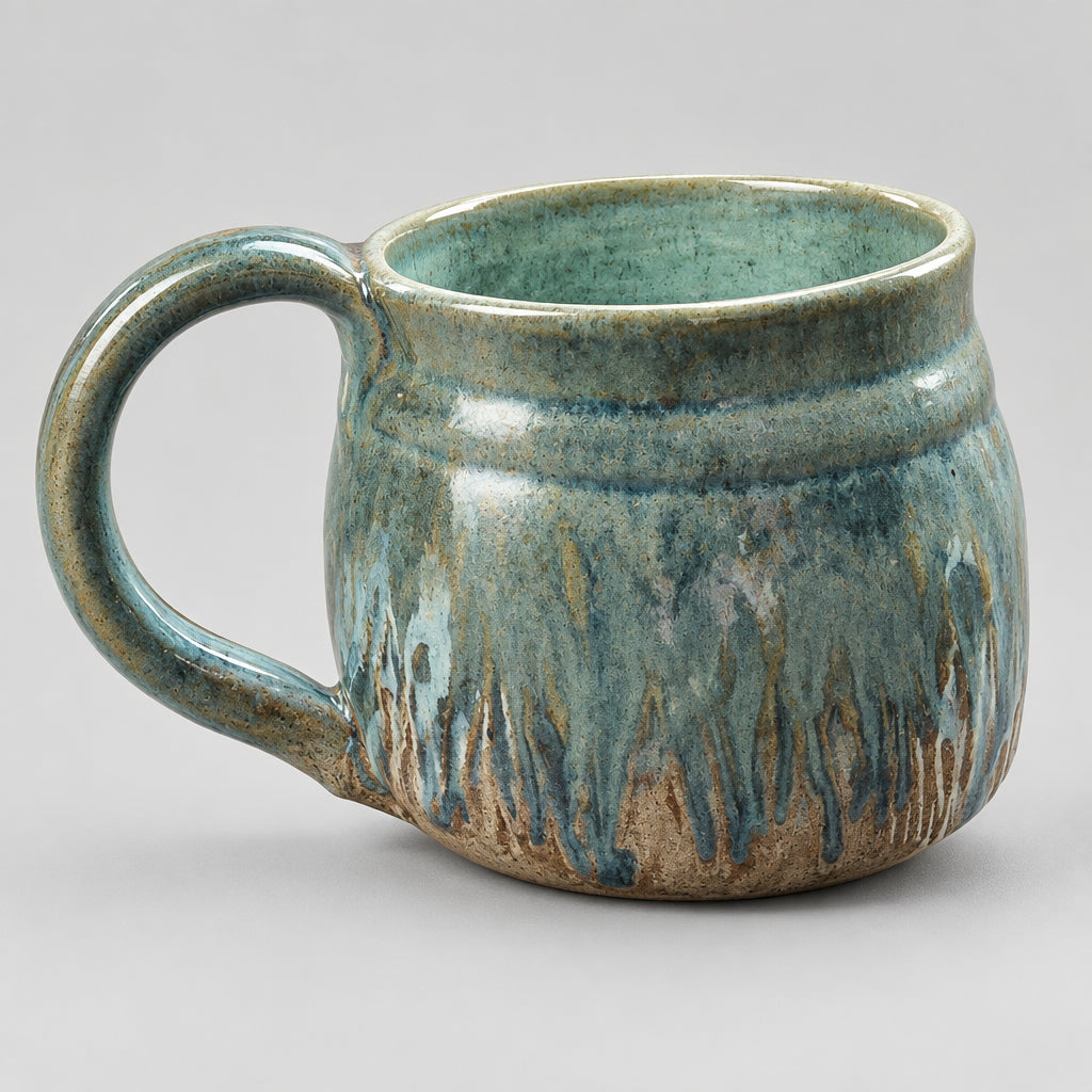 Pottery Mugs in multi colored glaze