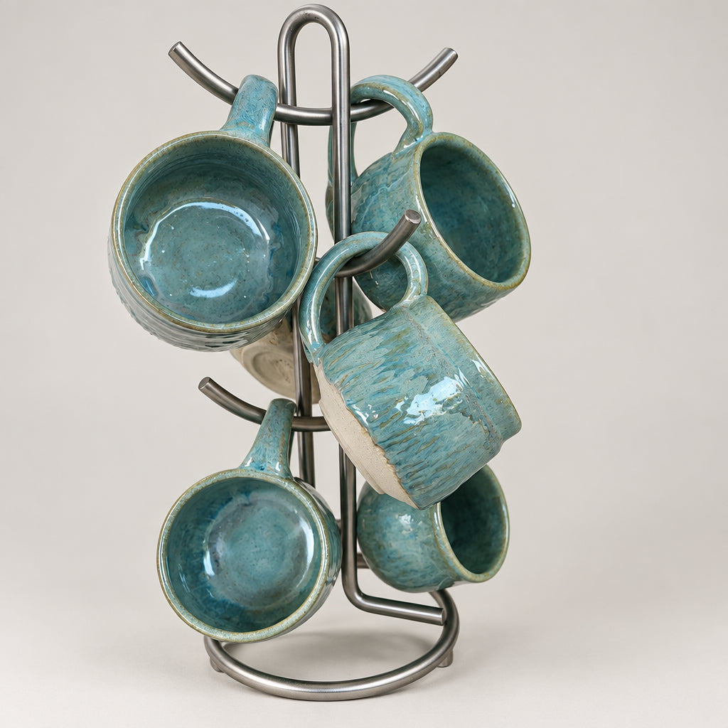 Pottery Mugs in multi colored glaze