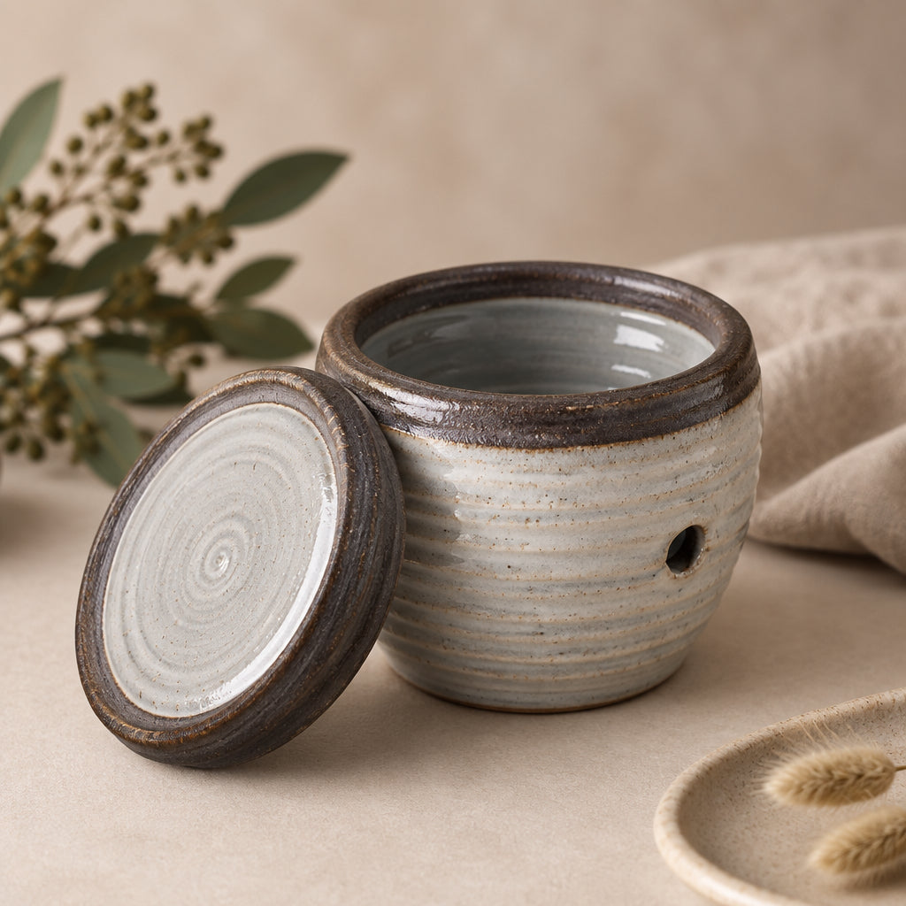 Stoneware Garlic Storage Jar